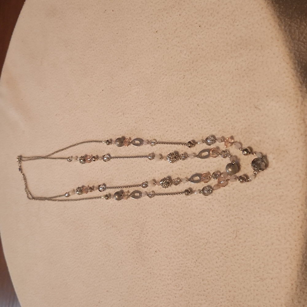 Silver and pink necklace